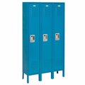 Global Industrial 1-Tier 3 Door Locker, 15Wx18Dx72H, Blue, Assembled 968263BL